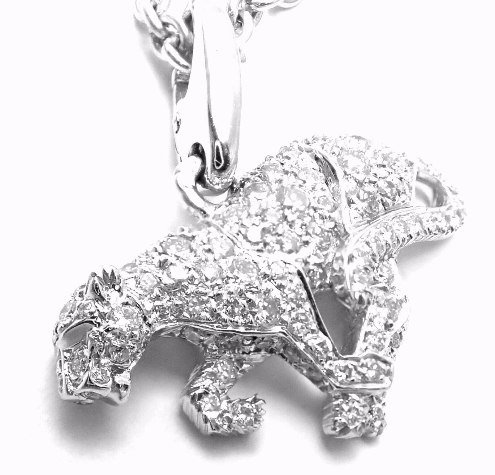 Cartier Panther Diamond White Gold Pendant Necklace In Excellent Condition In Holland, PA