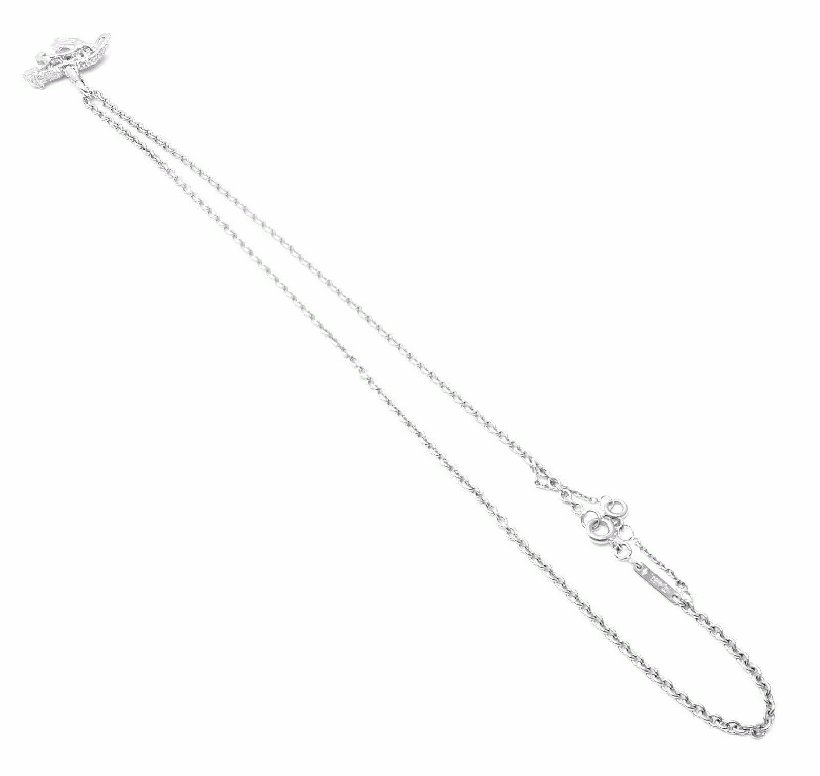 Women's or Men's Cartier Panther Diamond White Gold Pendant Necklace