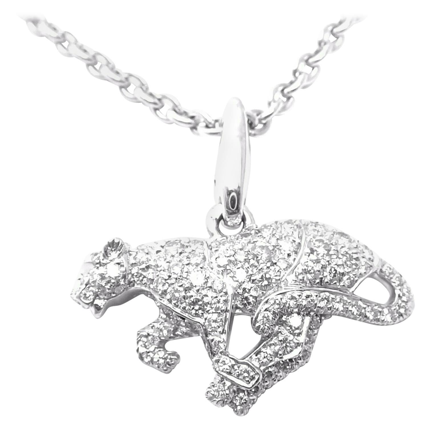 Cartier Panther Diamond White Gold Pendant Necklace