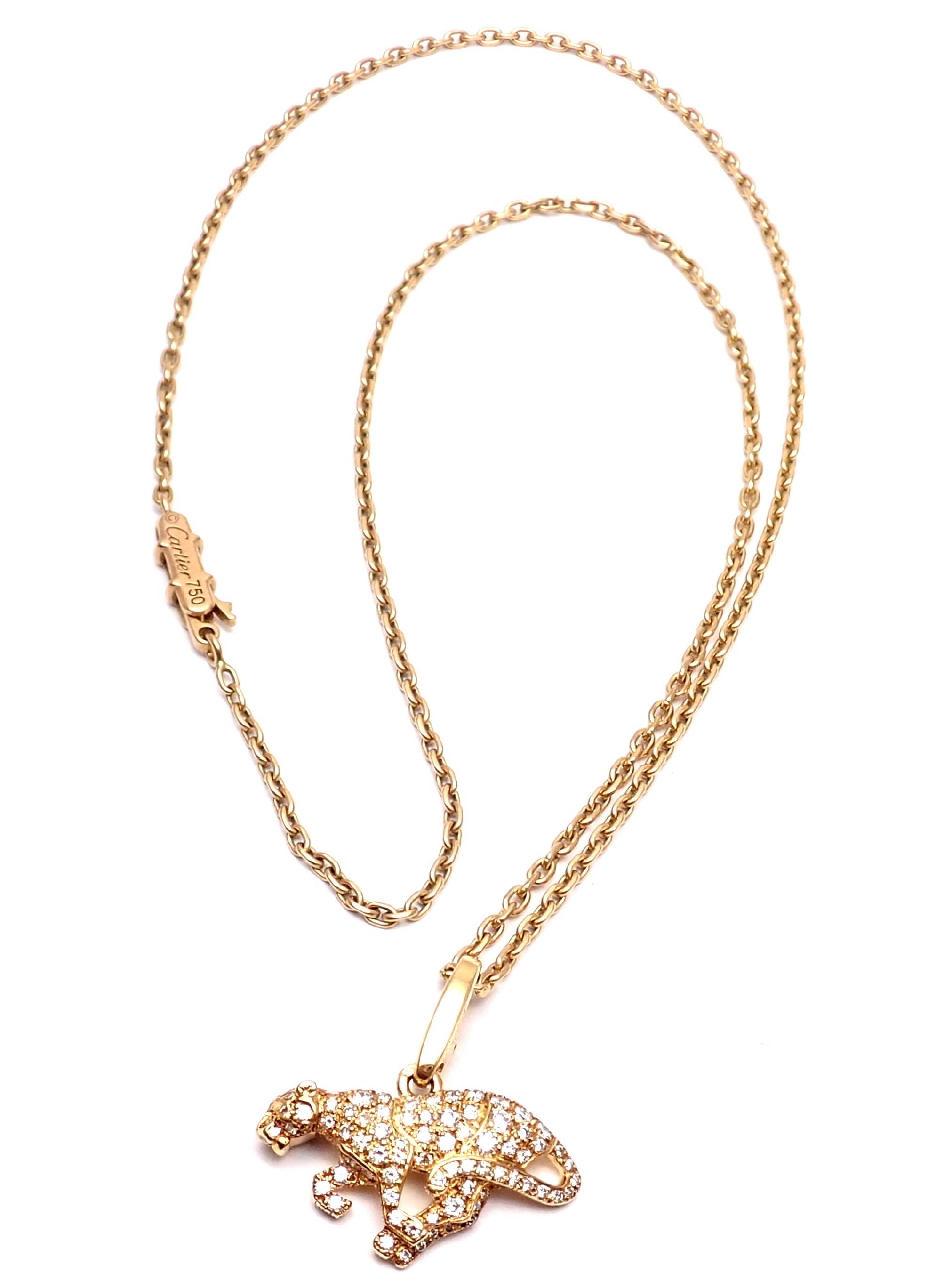 Cartier Panther Diamond Yellow Gold Pendant Necklace 5