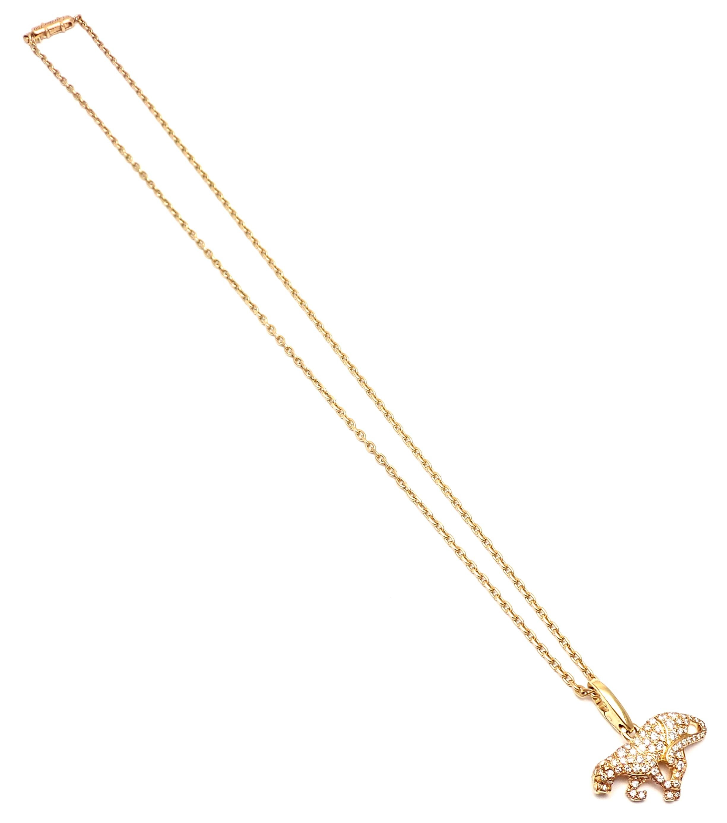 Cartier Panther Diamond Yellow Gold Pendant Necklace 6