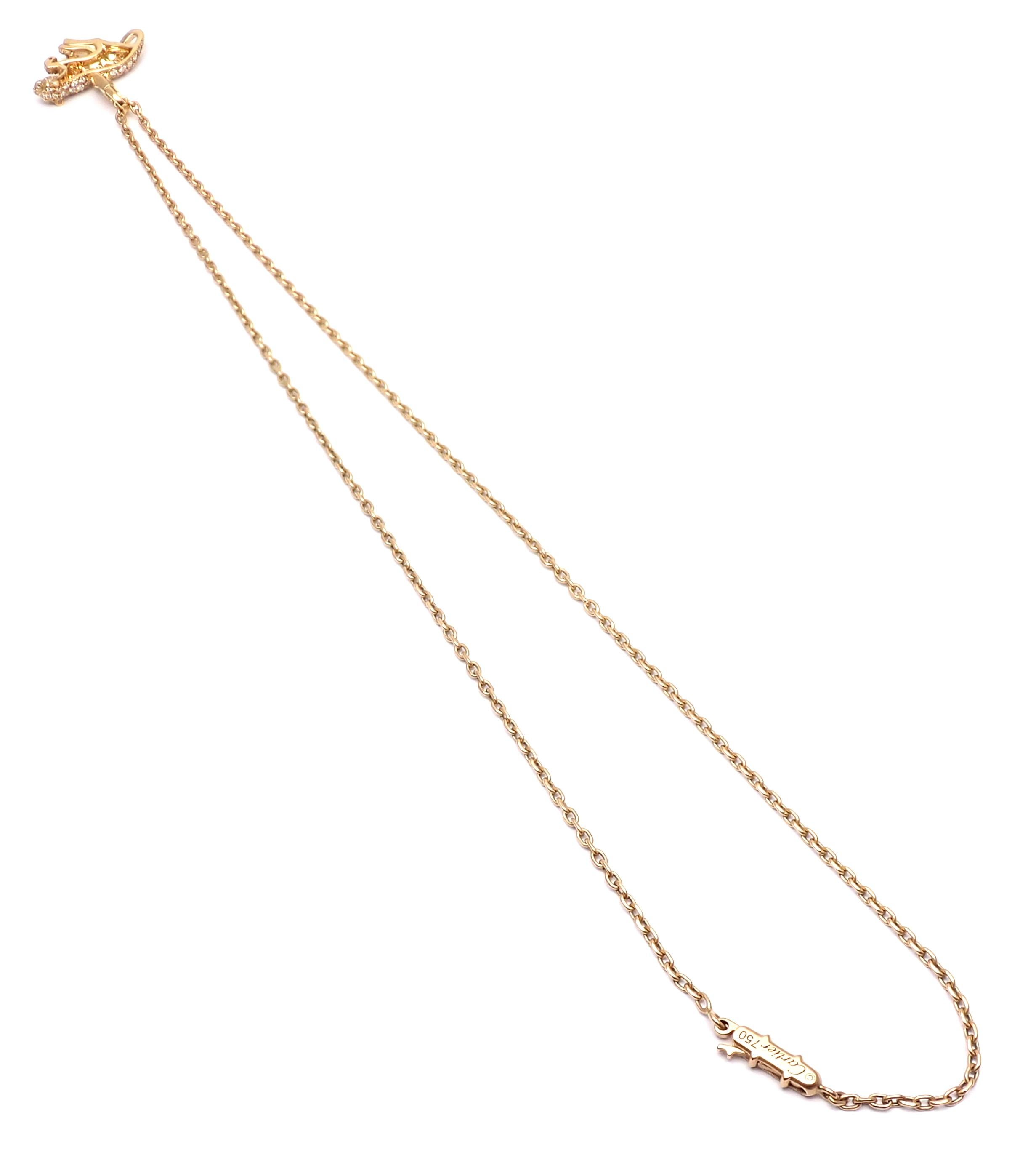 Cartier Panther Diamond Yellow Gold Pendant Necklace 7