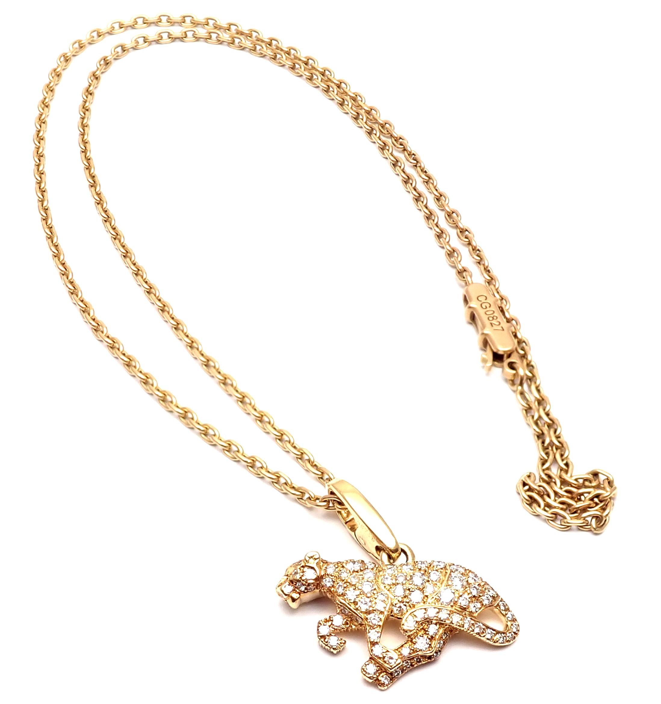 Cartier Panther Diamond Yellow Gold Pendant Necklace 3