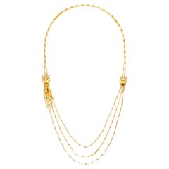 Collana Cartier Panther Double Panthere in oro 18 carati con nappina, stile vintage