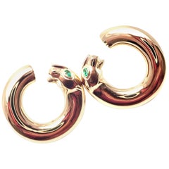 Cartier Panther Emerald Yellow Gold Hoop Earrings
