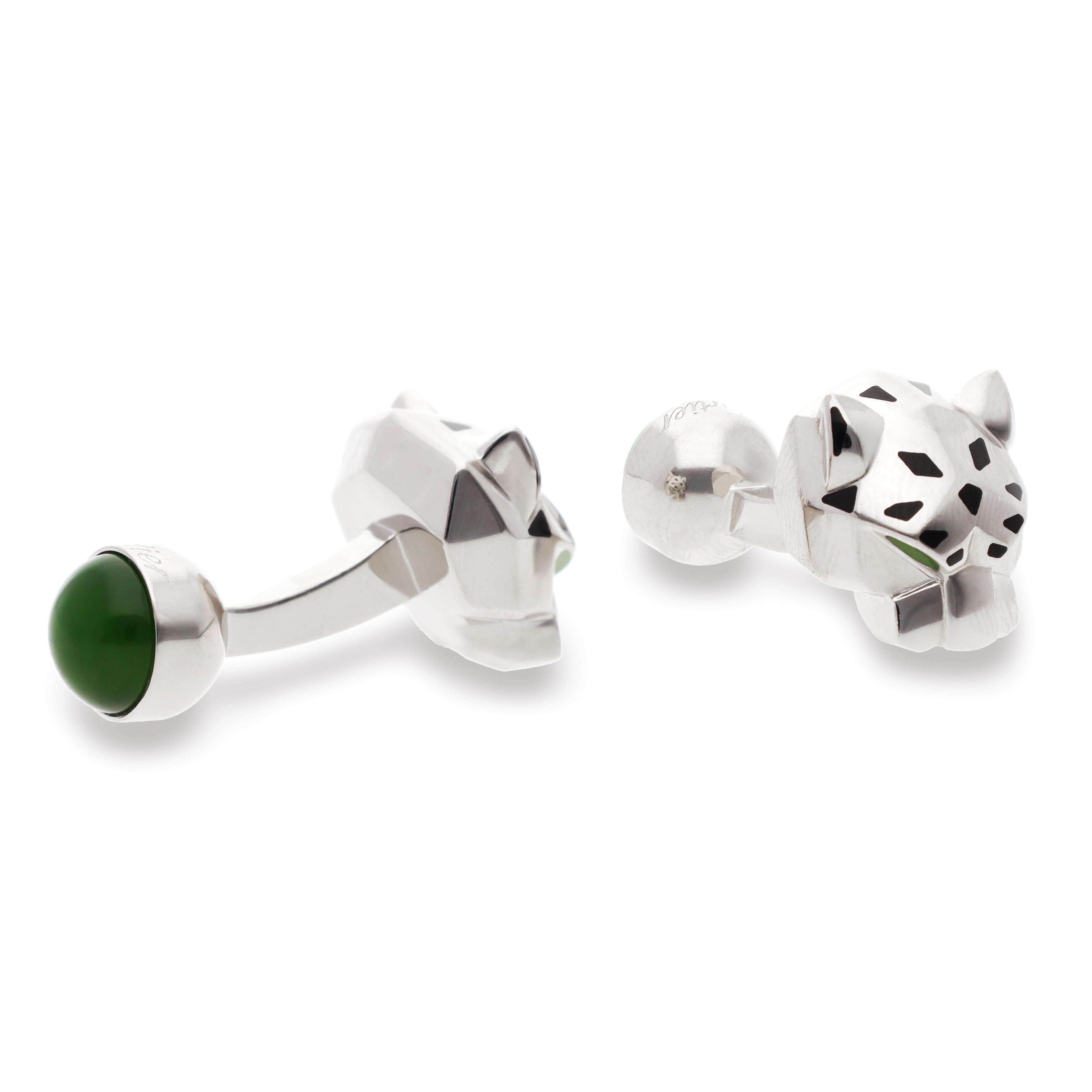 Cabochon CARTIER Gemelli da polso con decorazione a testa di pantera in vendita