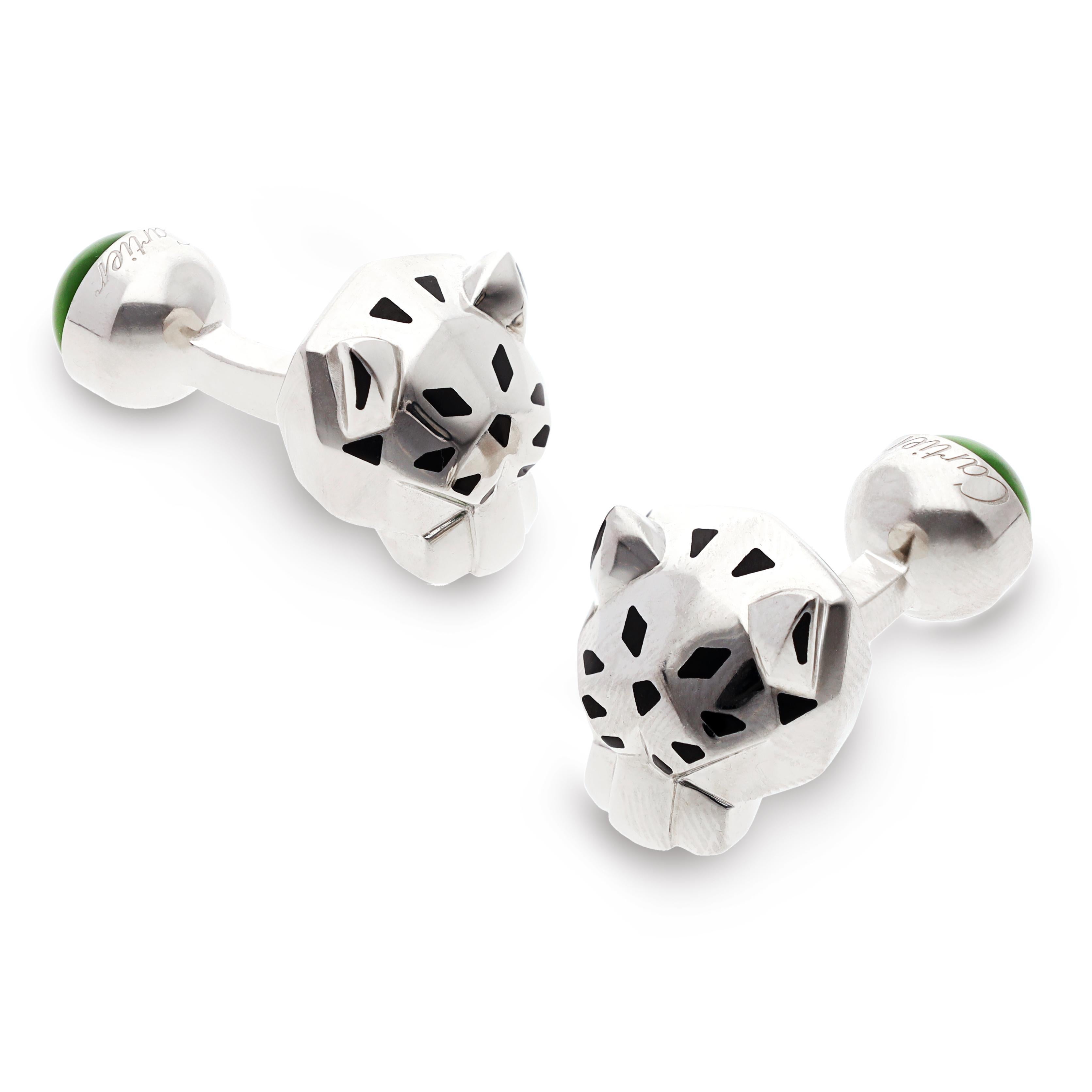 CARTIER Gemelli da polso con decorazione a testa di pantera In condizioni ottime in vendita a New York, NY
