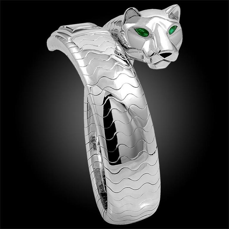 Cartier Panther Head Gold Watch For Sale at 1stDibs