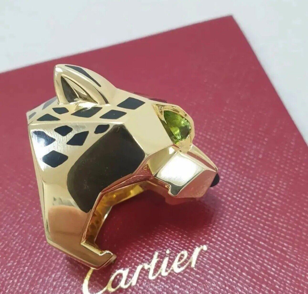 CARTIER Panther Head  Yellow Gold Ring In Good Condition In Krakow, PL