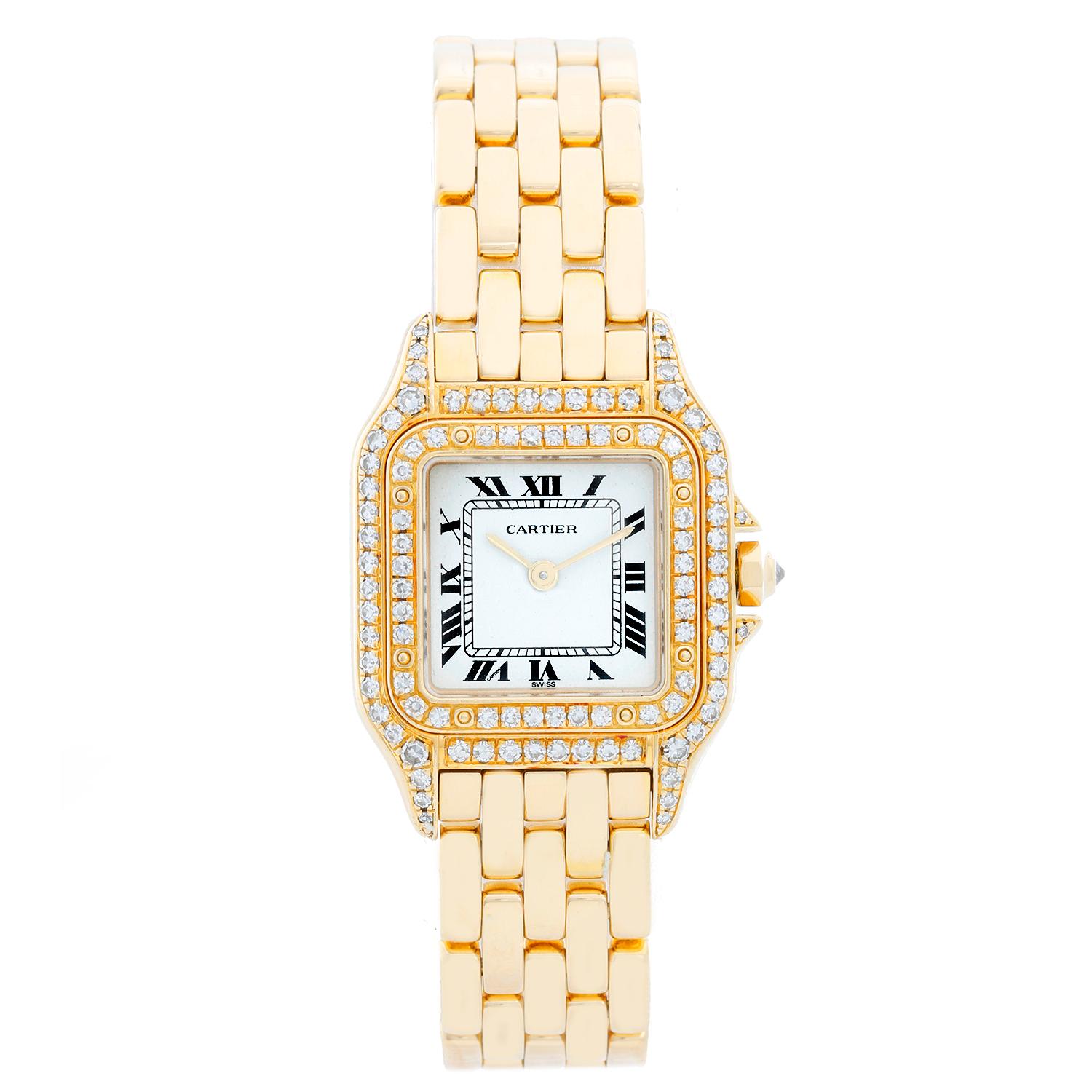 Cartier Panther Ladies 18 Karat Yellow Gold Diamond Watch