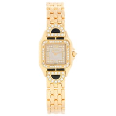 Vintage Cartier Panther Ladies 18 Karat Yellow Gold Diamond Watch