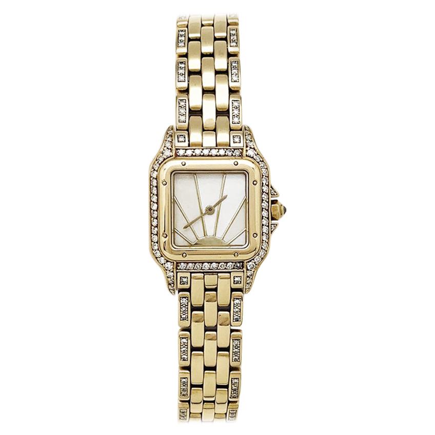 Cartier Panther Ladies 18 Karat Yellow Gold Watch Set with Diamonds