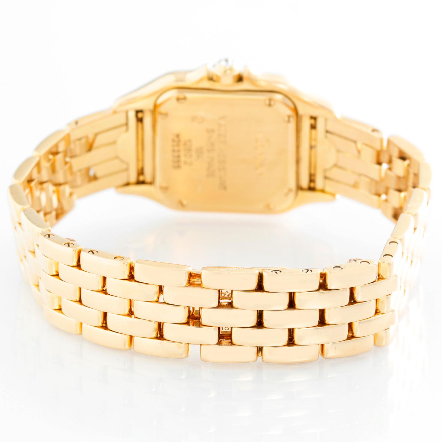 Cartier Panther Ladies 18 Karat Yellow Gold Diamond Watch In Excellent Condition In Dallas, TX