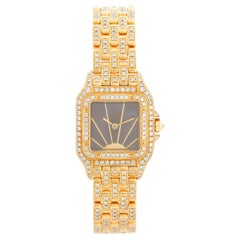 Cartier Panther Ladies 18k Yellow Gold Pave Diamond & Tahitian Mother of Pearl W