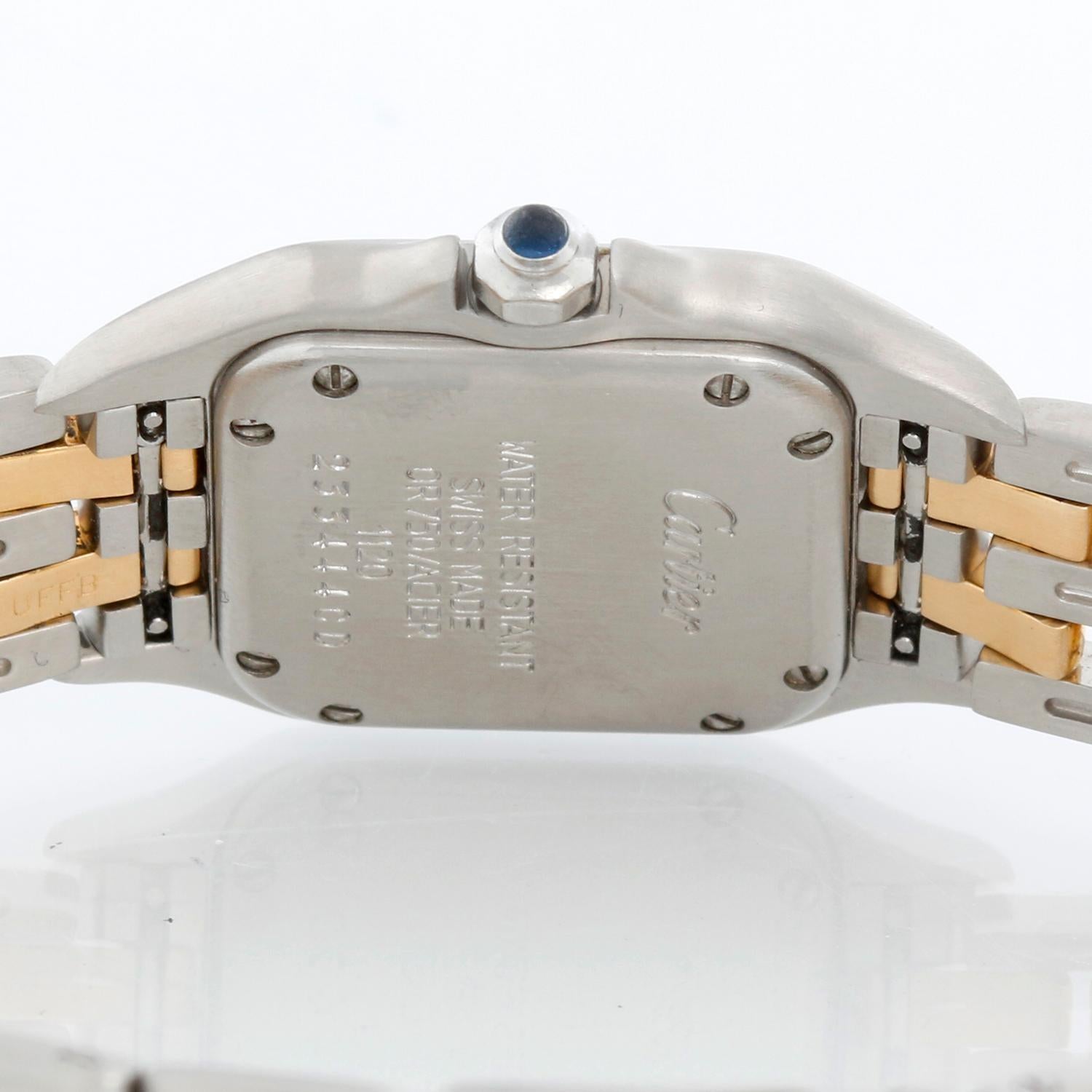 Cartier Panther Ladies 2-Tone 2-Row Steel & Gold Watch W25029B6 In Excellent Condition In Dallas, TX