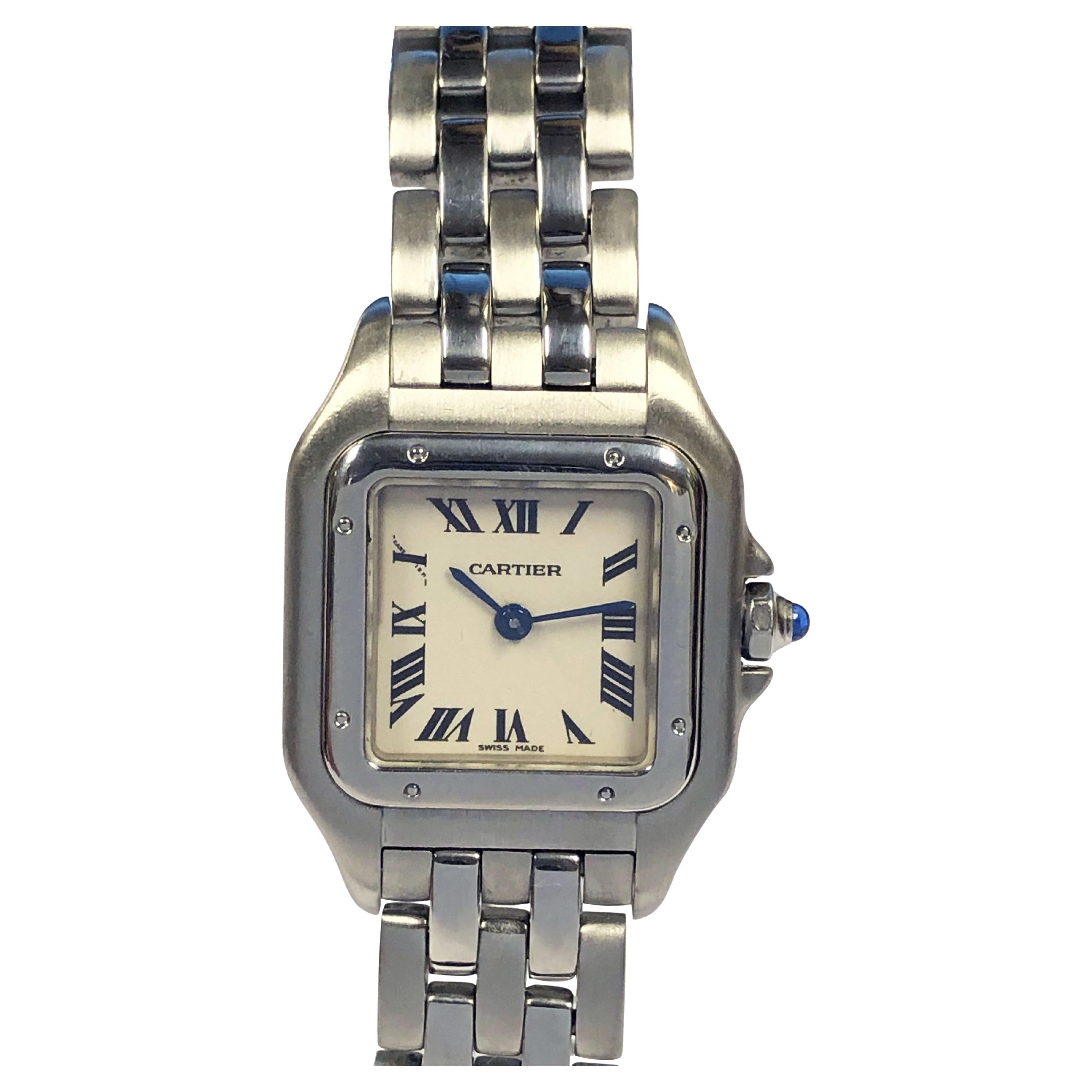 Cartier Panther Ladies Stainless Steel Quartz Wrist Watch For Sale