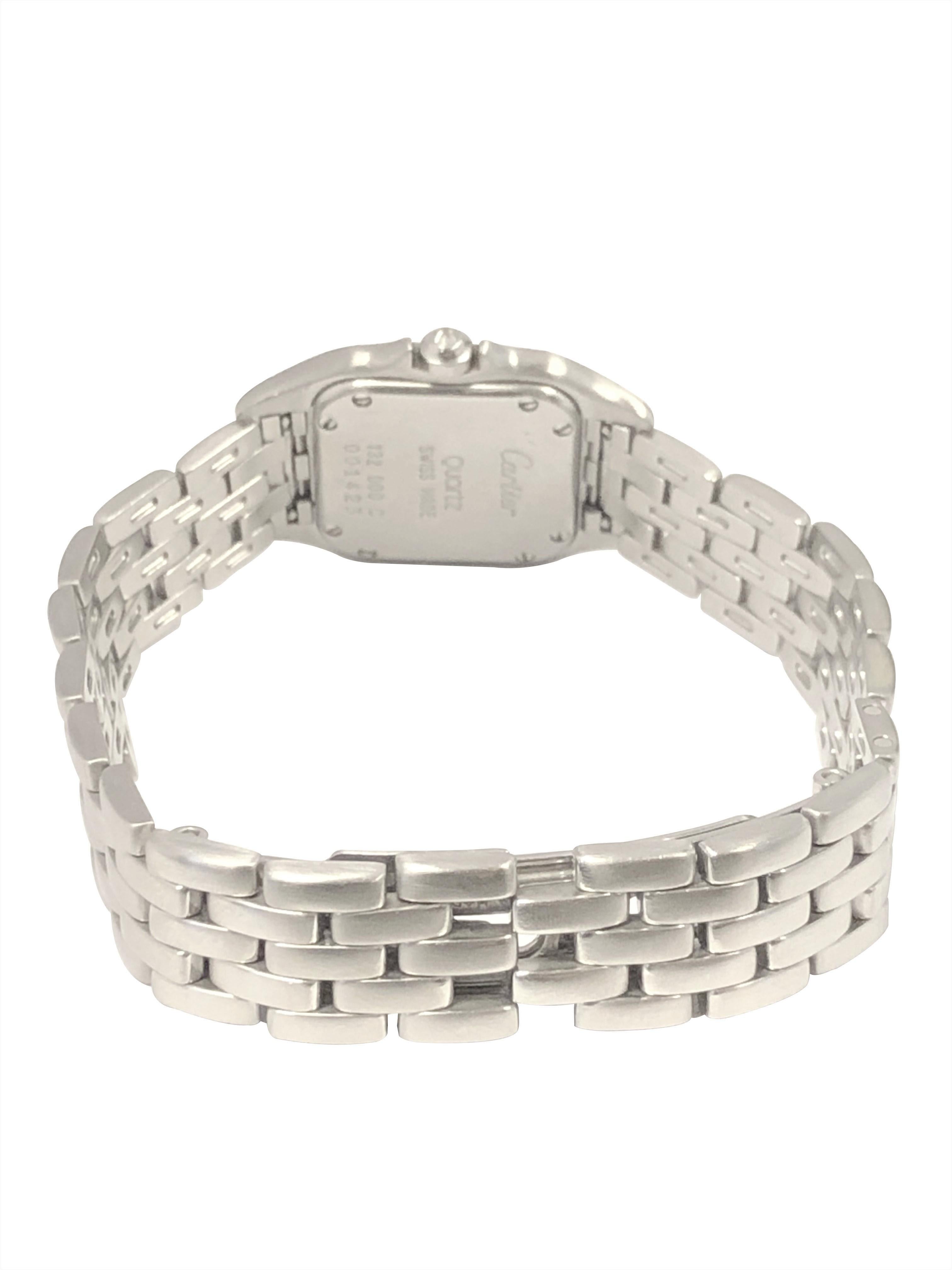 Cartier Panther Damen Quarz-Armbanduhr aus Stahl und Diamanten 1
