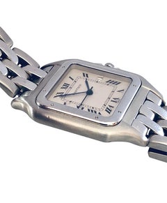 Cartier Panther Large Steel Quartz Wristwatch with Calendar