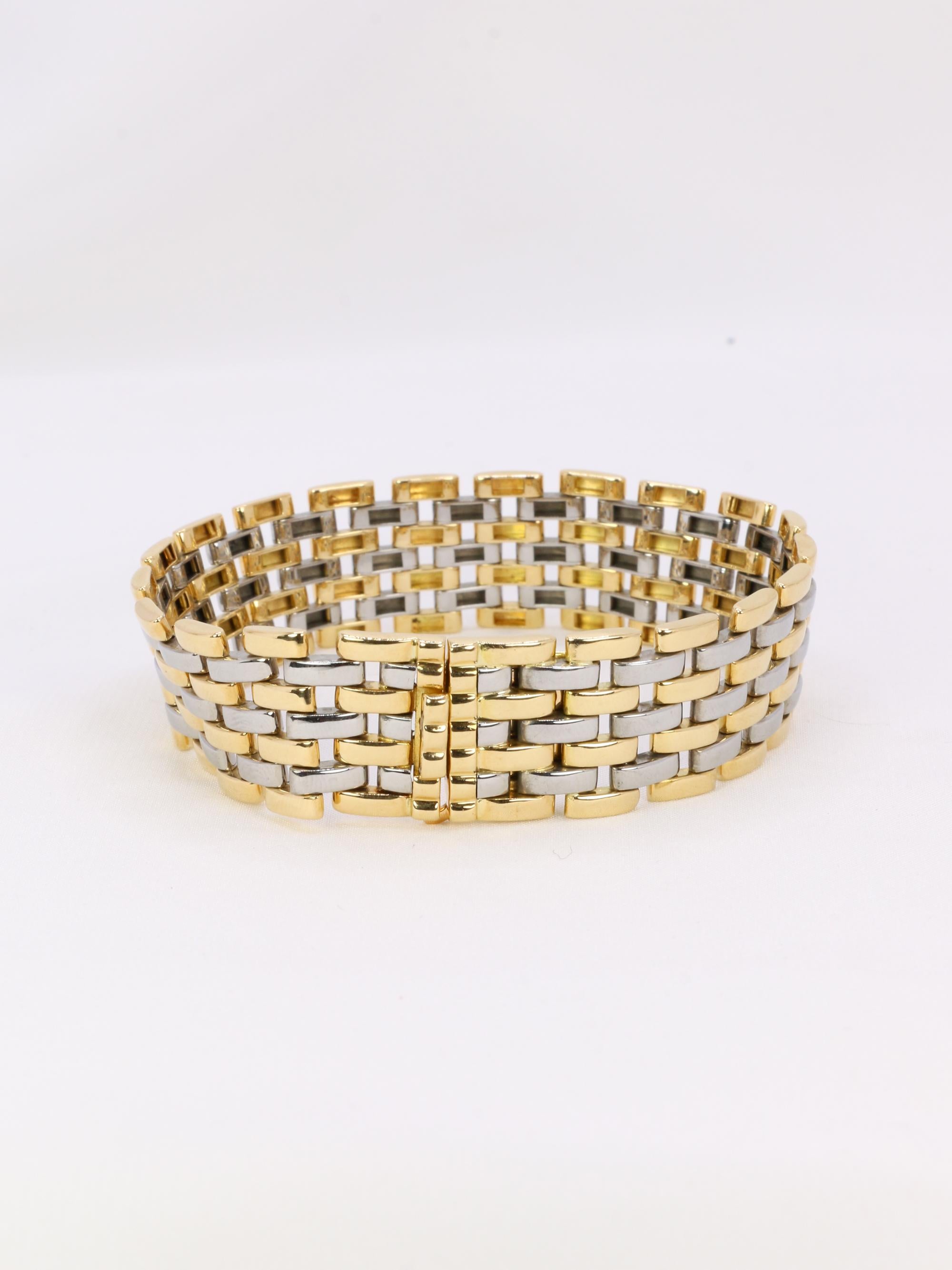 CARTIER Pulsera de eslabones Pantera de oro amarillo y acero en venta 7