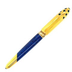 Cartier Panther Marble Blue Lacquer & Gold Plated Fountain Pen 1990 Box & Papers