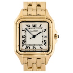 Cartier Panther Medium Size White Dial Watch 18 Karat In Stock