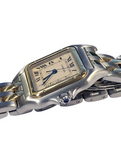 Cartier Panther Mid Size 2 Row Gold and Steel Quartz Wrist Watch