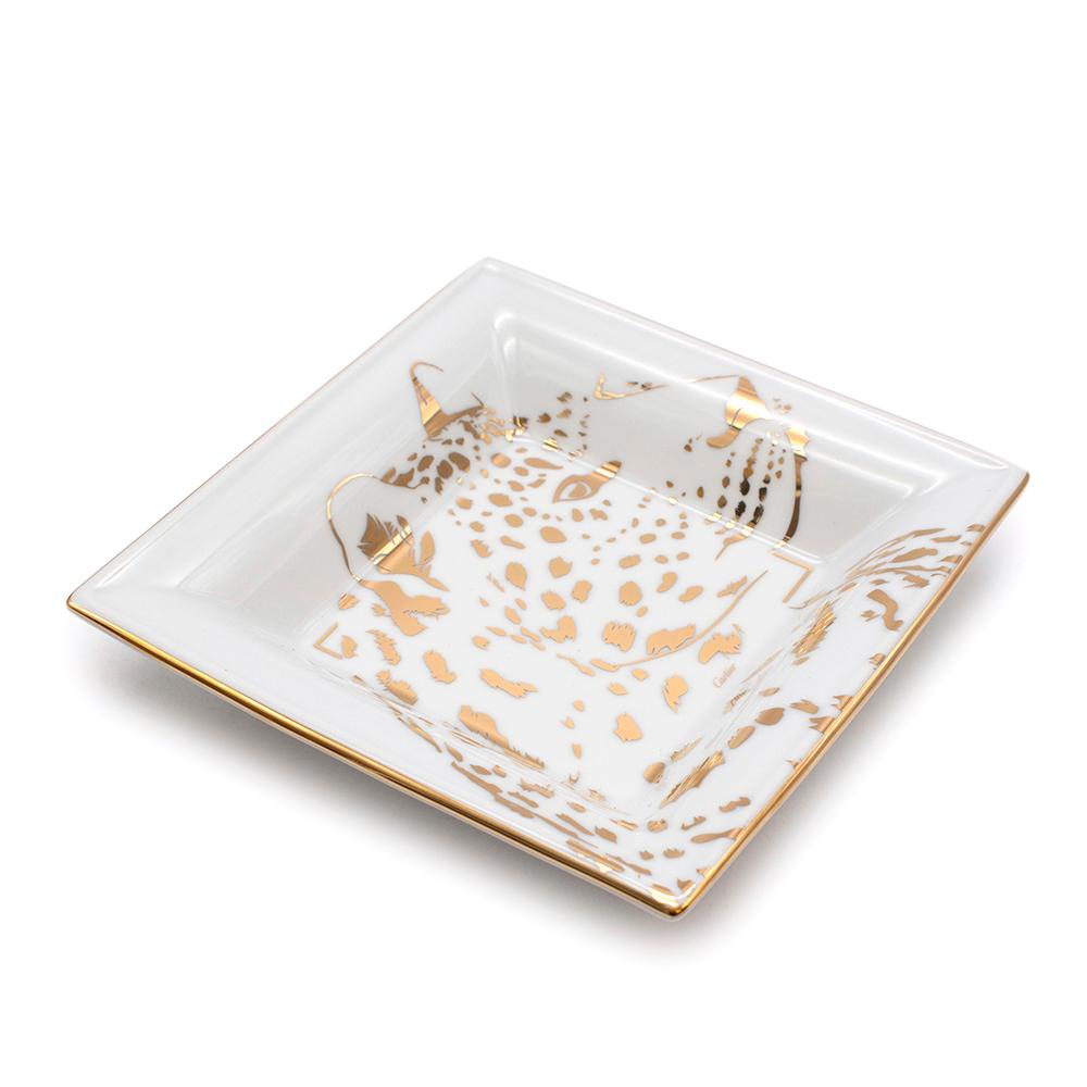 Cartier Panther Motif Porcelain Medium Trinket Tray  In New Condition In London, GB
