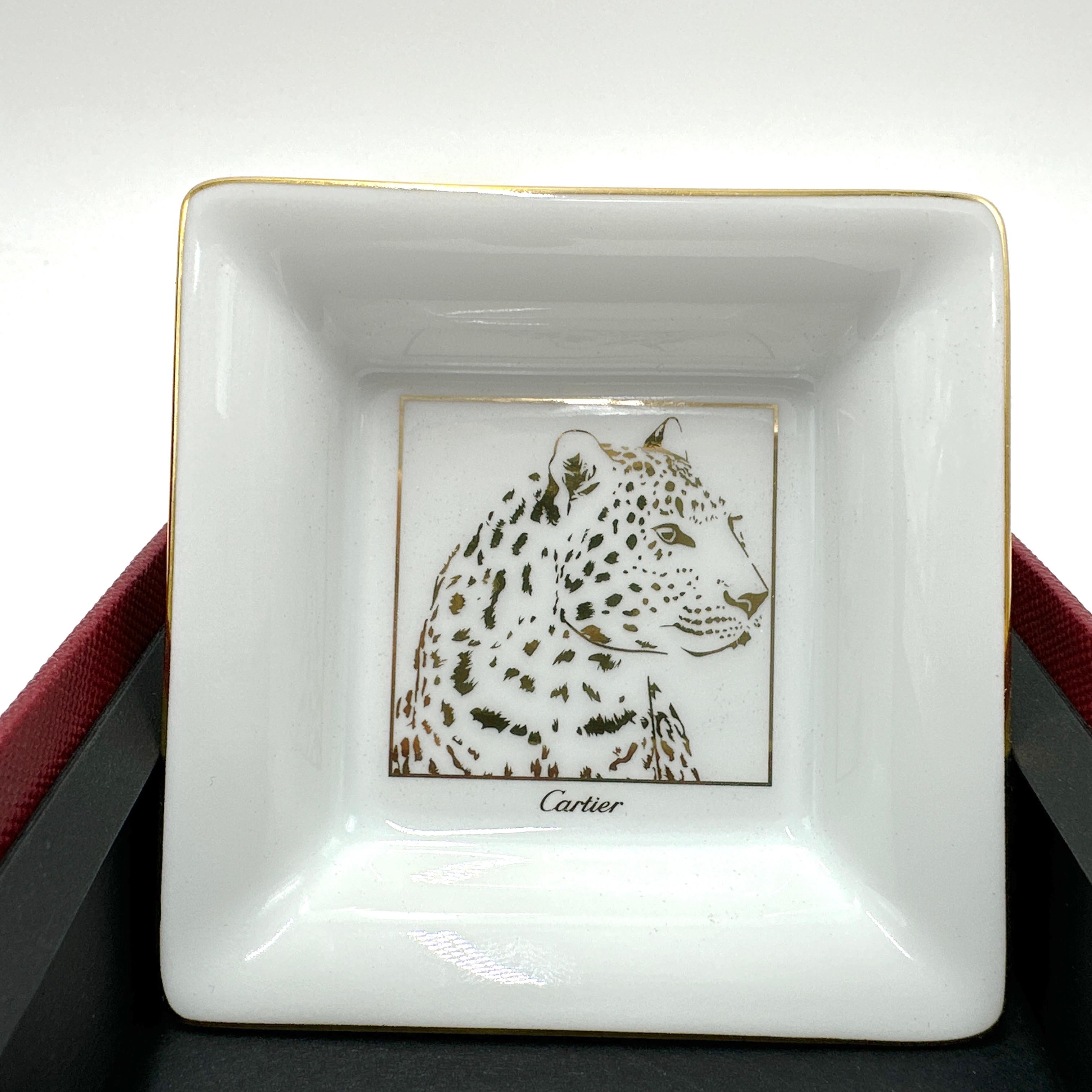 CARTIER Panther Motif Porcelain Trinket Tray 1