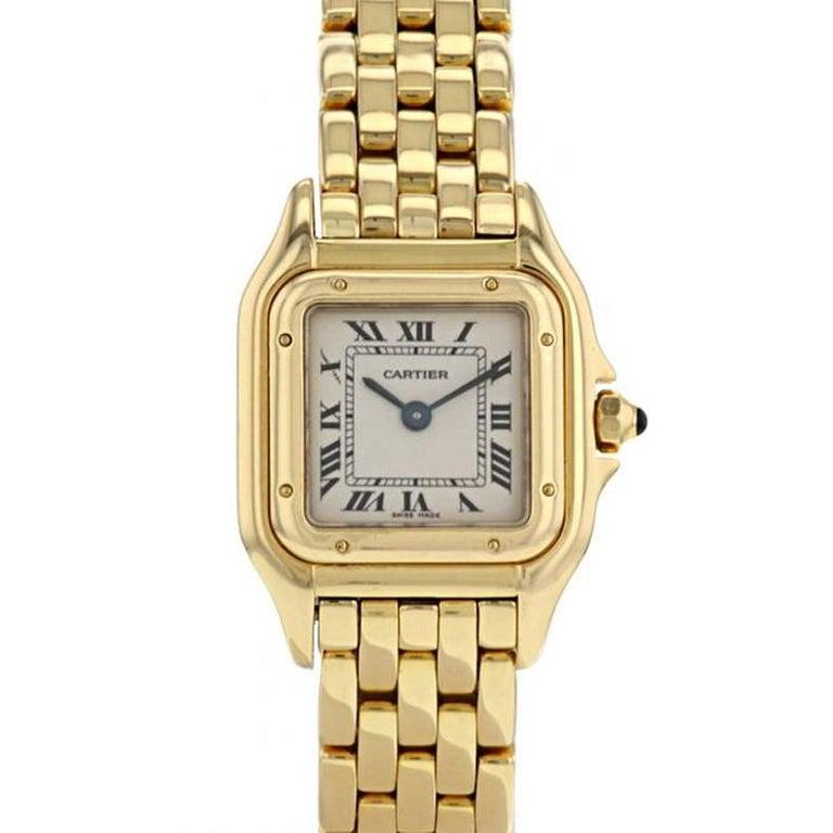 Cartier Panther Panthere Bracelet Watch 18 Carat Yellow Gold Case In Good Condition In Firenze, IT