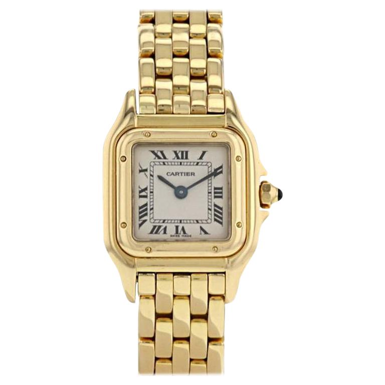 Cartier Panther Panthere Bracelet Watch 18 Carat Yellow Gold Case