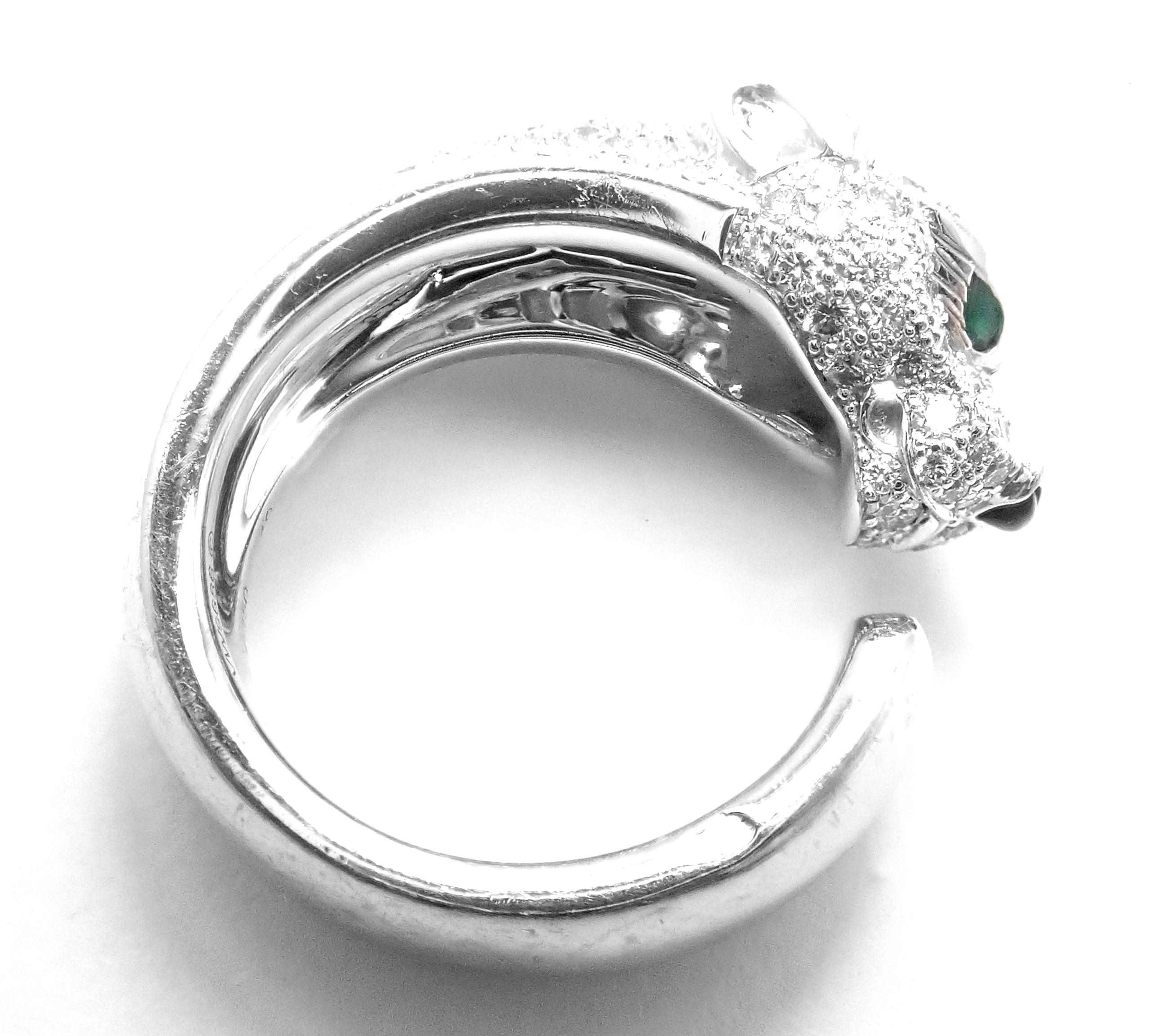 Cartier Panther Panthere Diamant Smaragd Onyx Weißgold Band Ring für Damen oder Herren