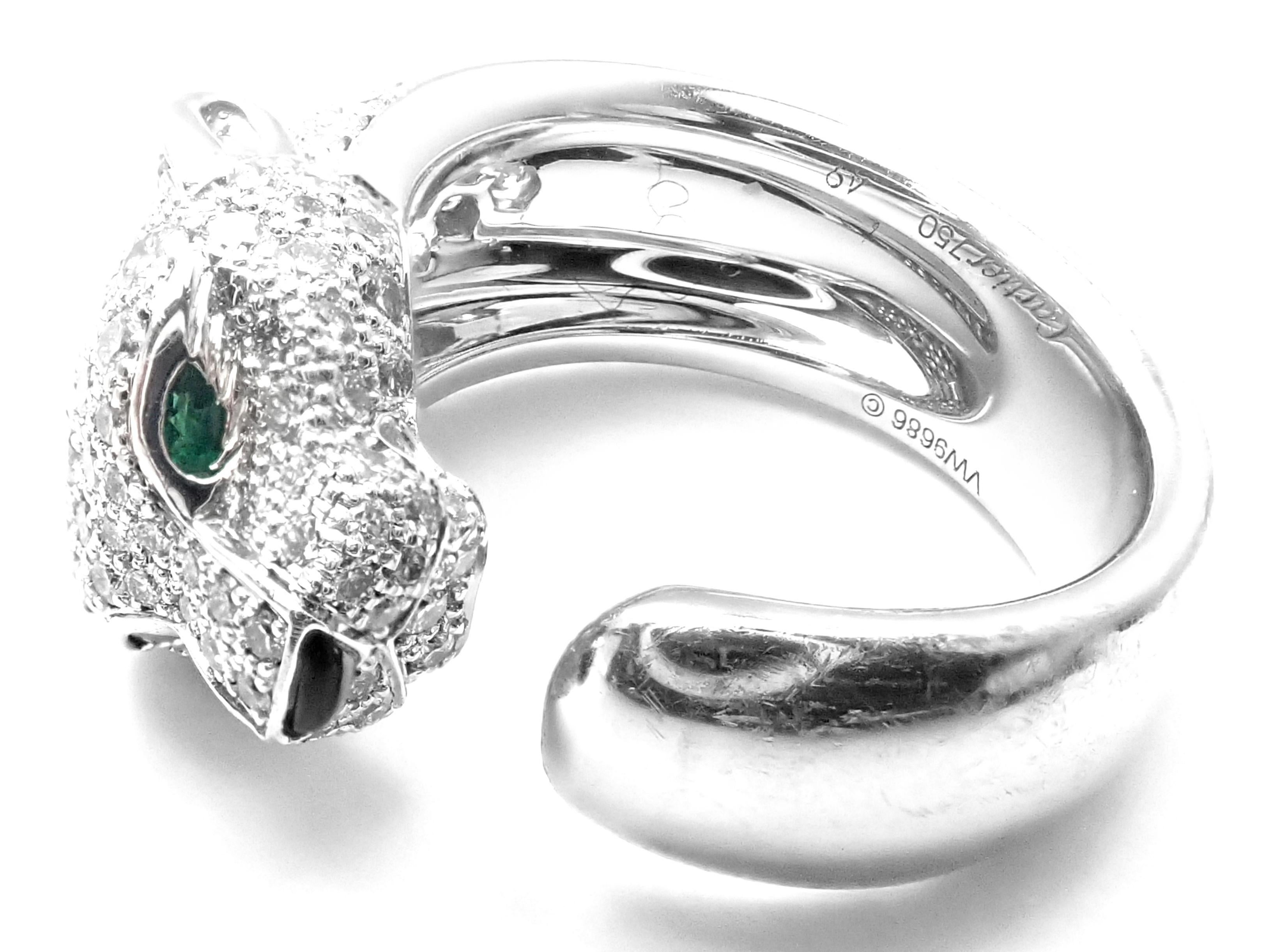 Cartier Panther Panthere Diamant Smaragd Onyx Weißgold Band Ring 1