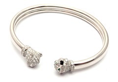 Cartier Panther Panthere Diamond Emerald Onyx White Gold Bangle Bracelet