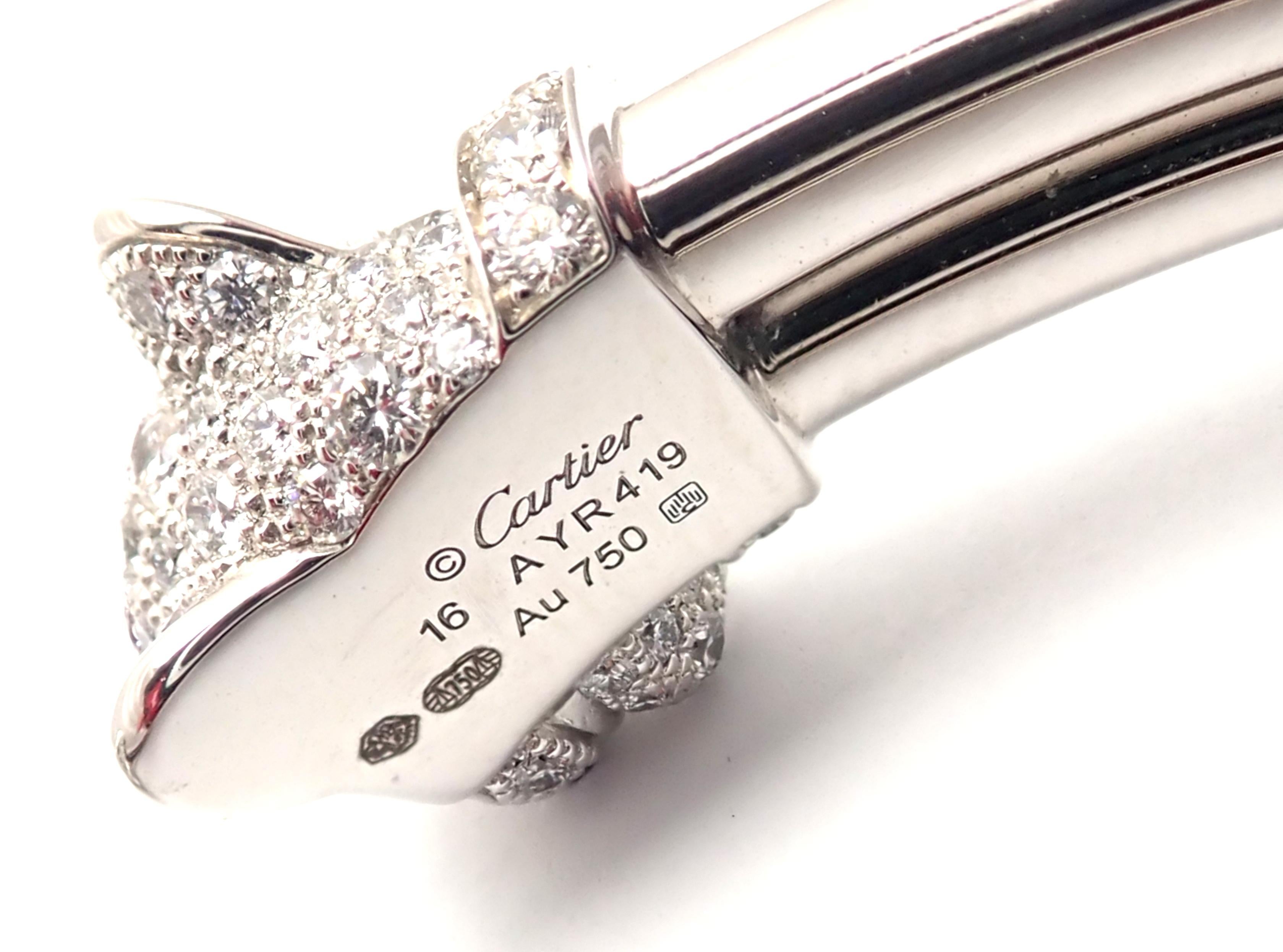 Cartier Panther Panthere Diamond Emerald Onyx White Gold Bangle Bracelet 1