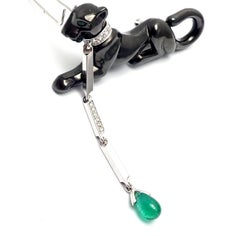 Cartier Panther Panthere Diamond Emerald Onyx White Gold Pin Brooch