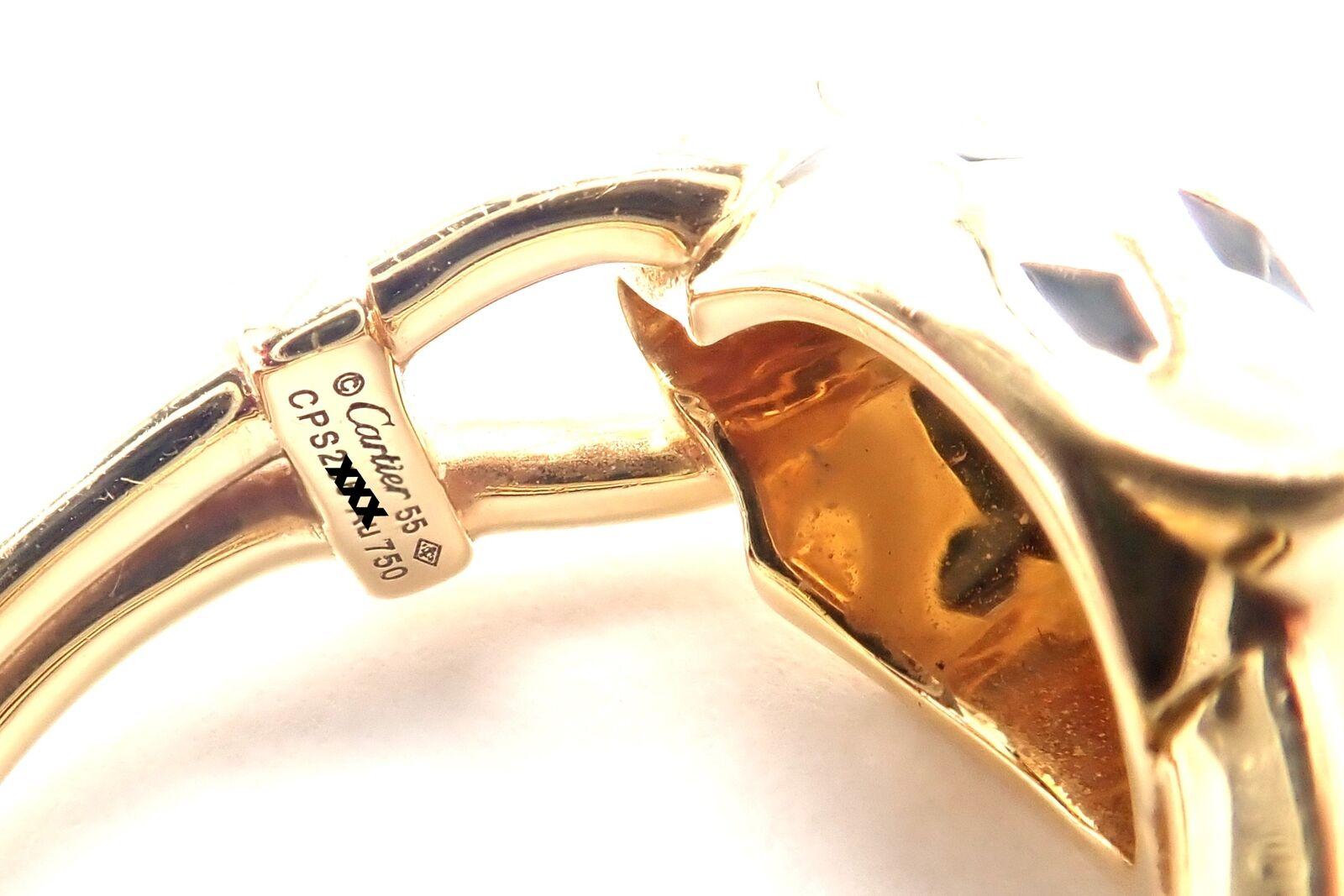 Cartier Panther Panthere Diamond Lacquer Tsavorite Yellow Gold Band Ring For Sale 2