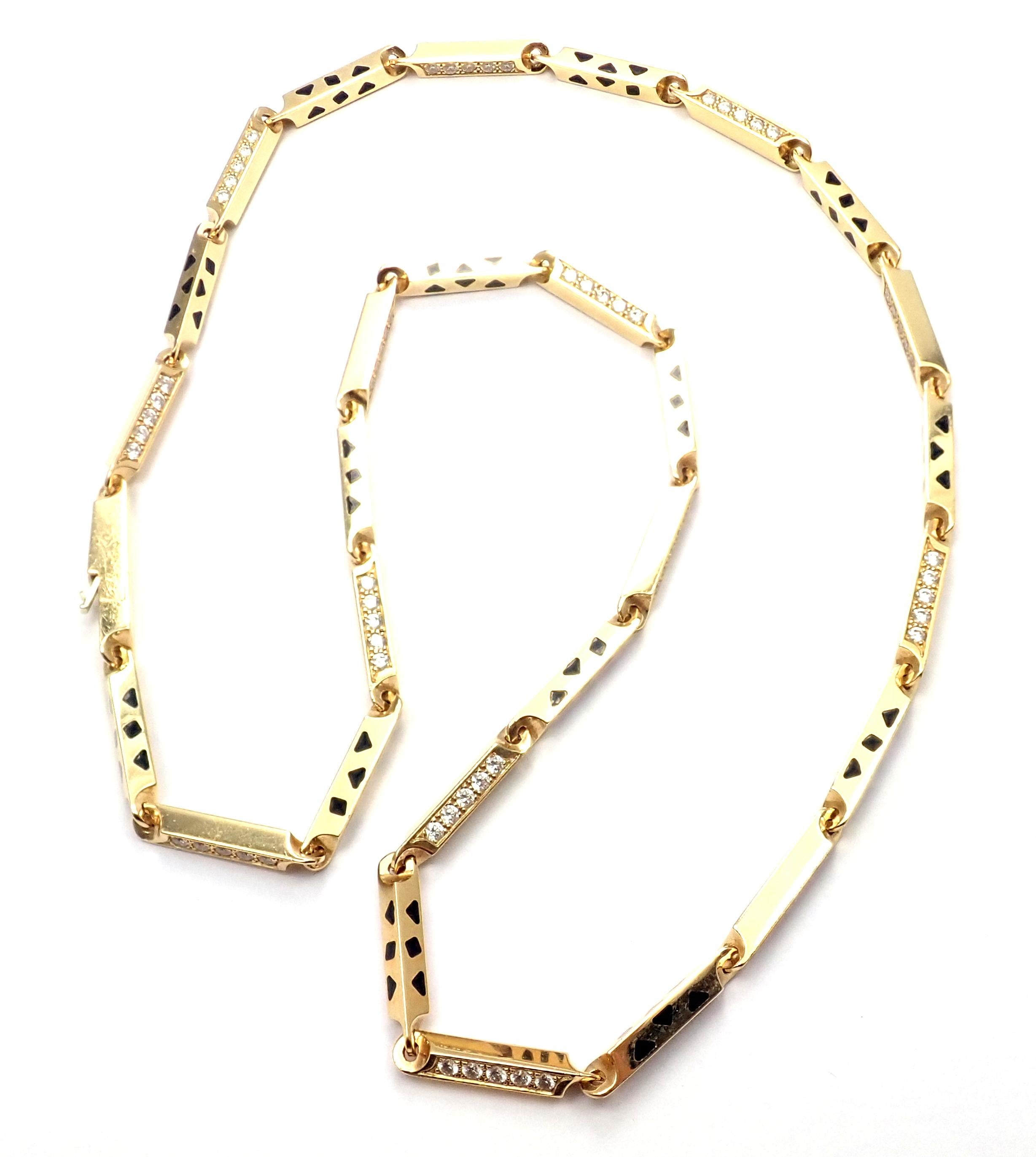 Women's or Men's Cartier Panther Panthere Diamond Lacquer Yellow Gold Link Necklace