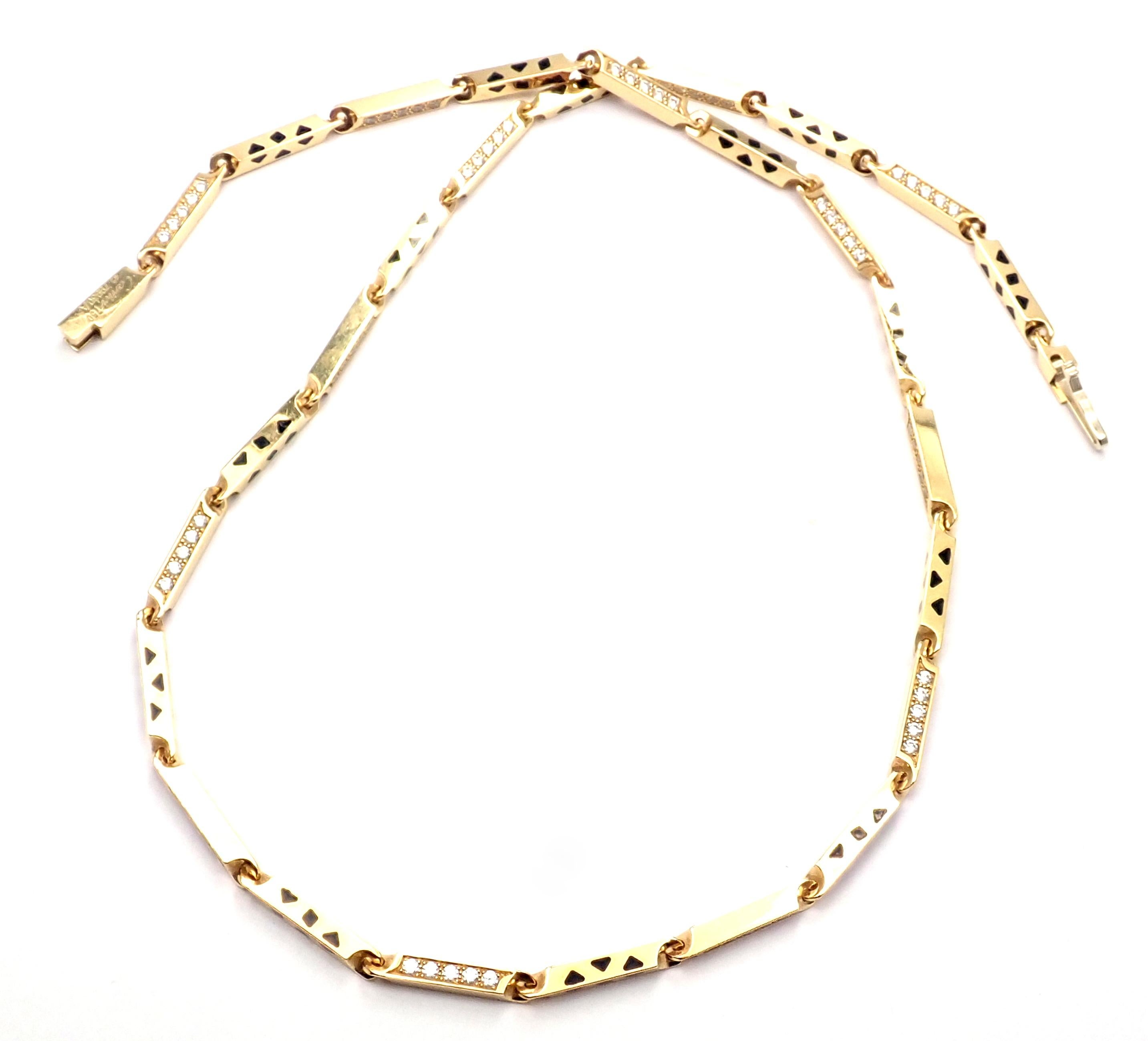 Cartier Panther Panthere Diamond Lacquer Yellow Gold Link Necklace 1