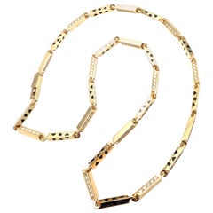 Cartier Panther Panthere Diamond Lacquer Yellow Gold Link Necklace