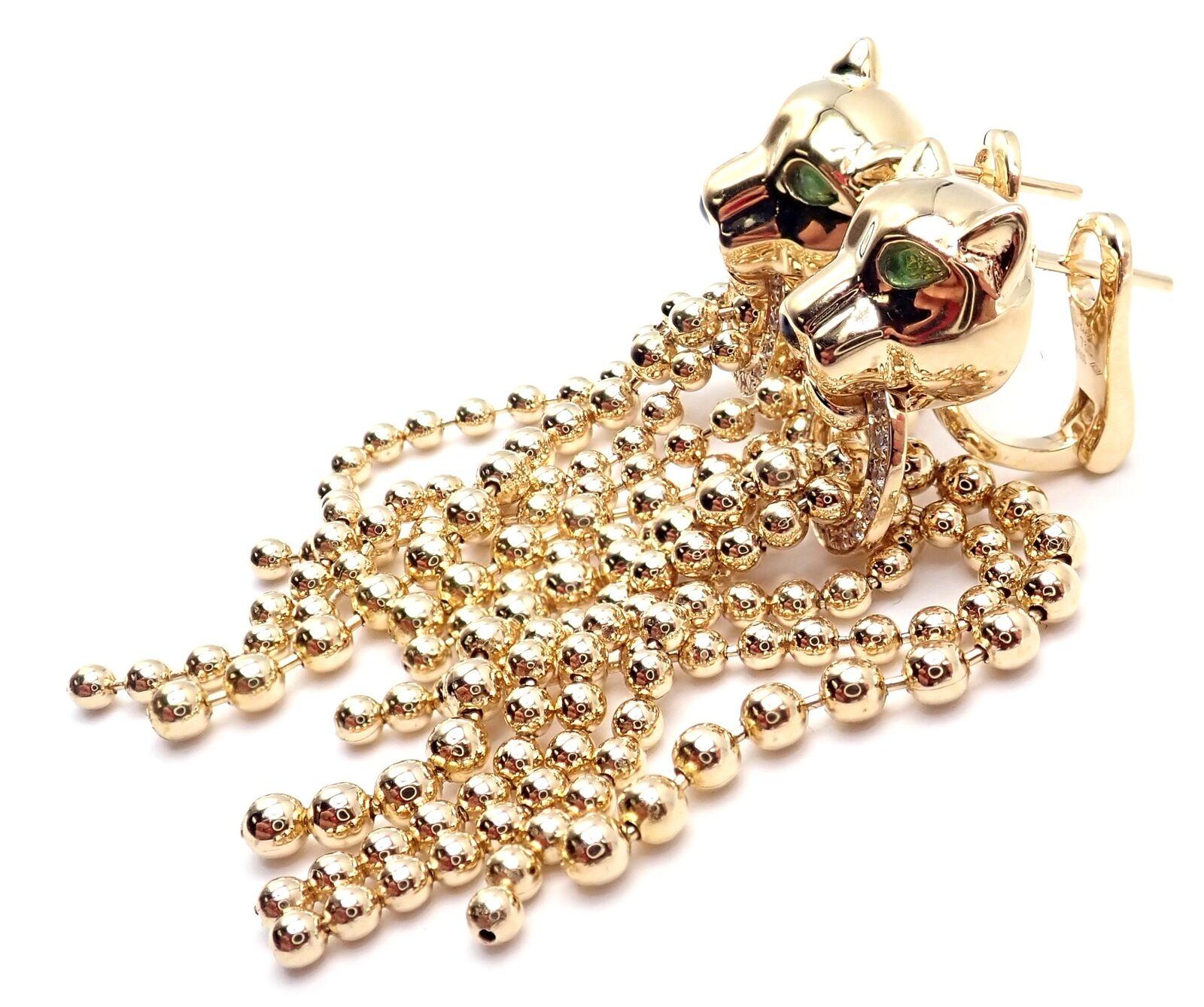 Cartier Gelbgold-Ohrringe, Panther Panthere Diamant Tsavorit Granat Gelbgold für Damen oder Herren im Angebot