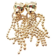 Cartier Panther Panthere Diamond Tsavorite Garnet Yellow Gold Earrings