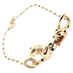 Cartier Panther Panthere Diamond Tsavorite Lacquer Yellow Gold Link Bracelet