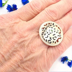 Cartier Panther Panthere Diamond Tsavorite Lacquer Yellow Gold Ring