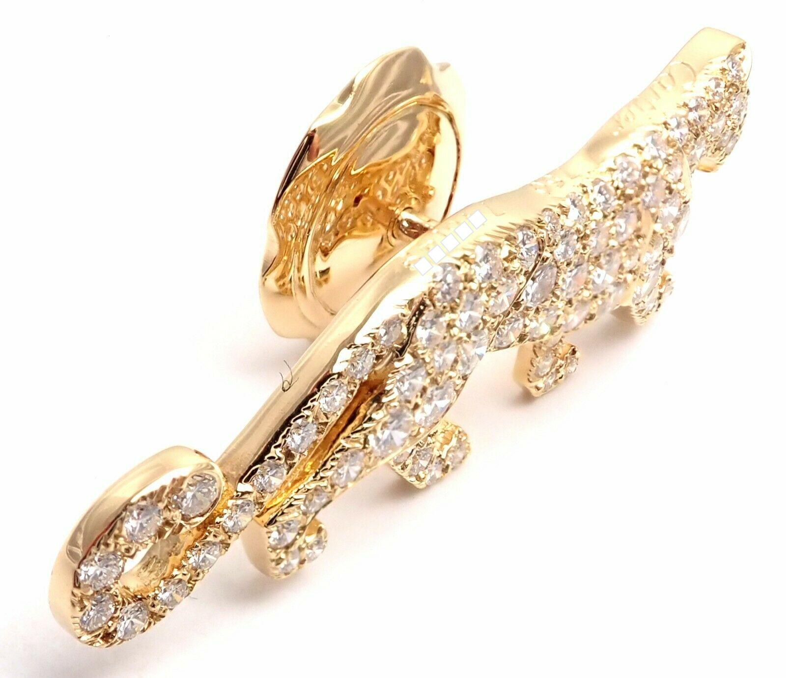 Taille brillant Cartier Broche Panthère en or jaune et diamants en vente