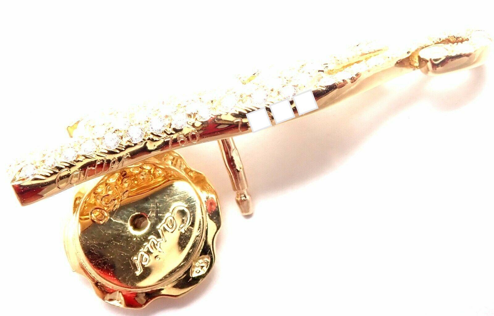 Cartier Pantera Diamante Oro Amarillo Alfiler de Solapa Corbata Broche Corte brillante