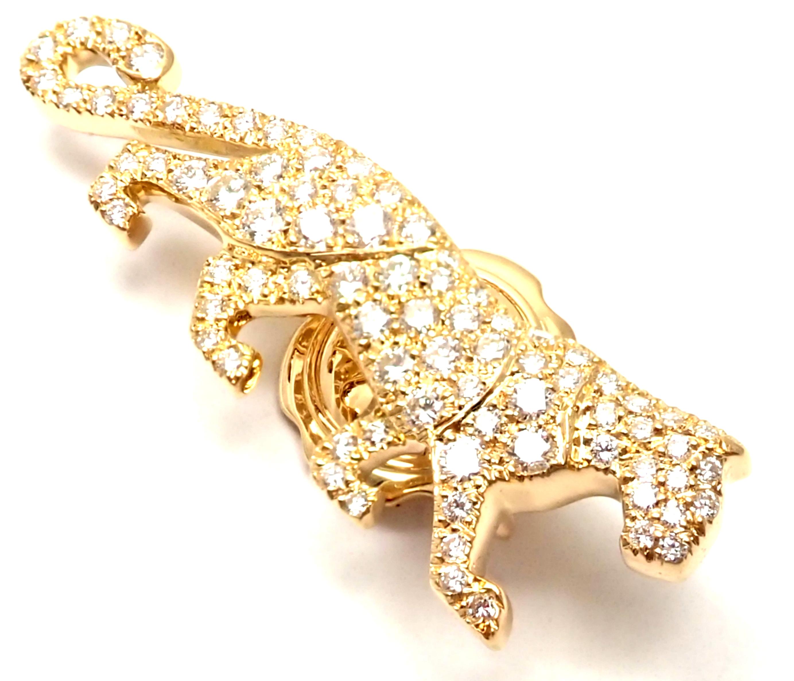 Cartier Panther Panthere Diamond Yellow Gold Tie Lapel Pin In Excellent Condition In Holland, PA