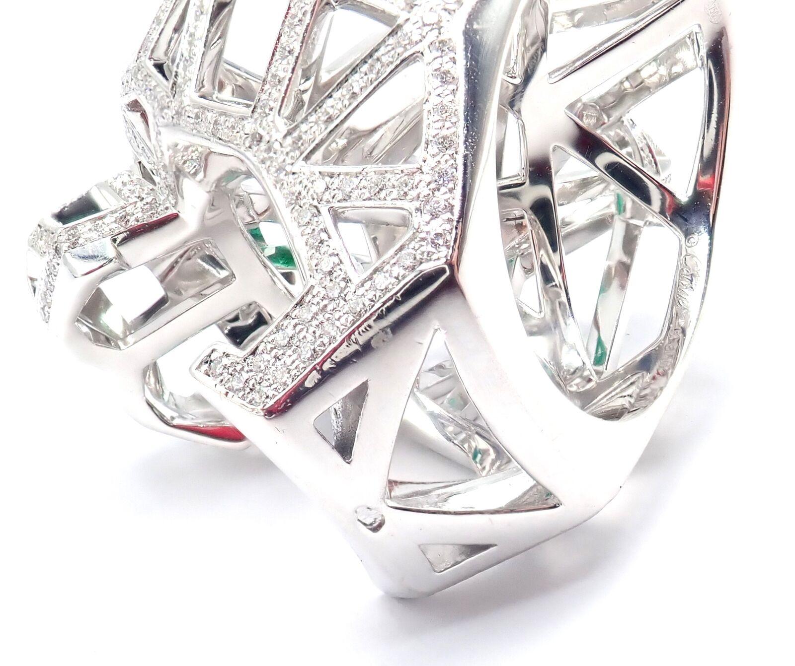 Cartier Panther Panthere Emerald Diamond Onyx Paved Large White Gold Ring 7
