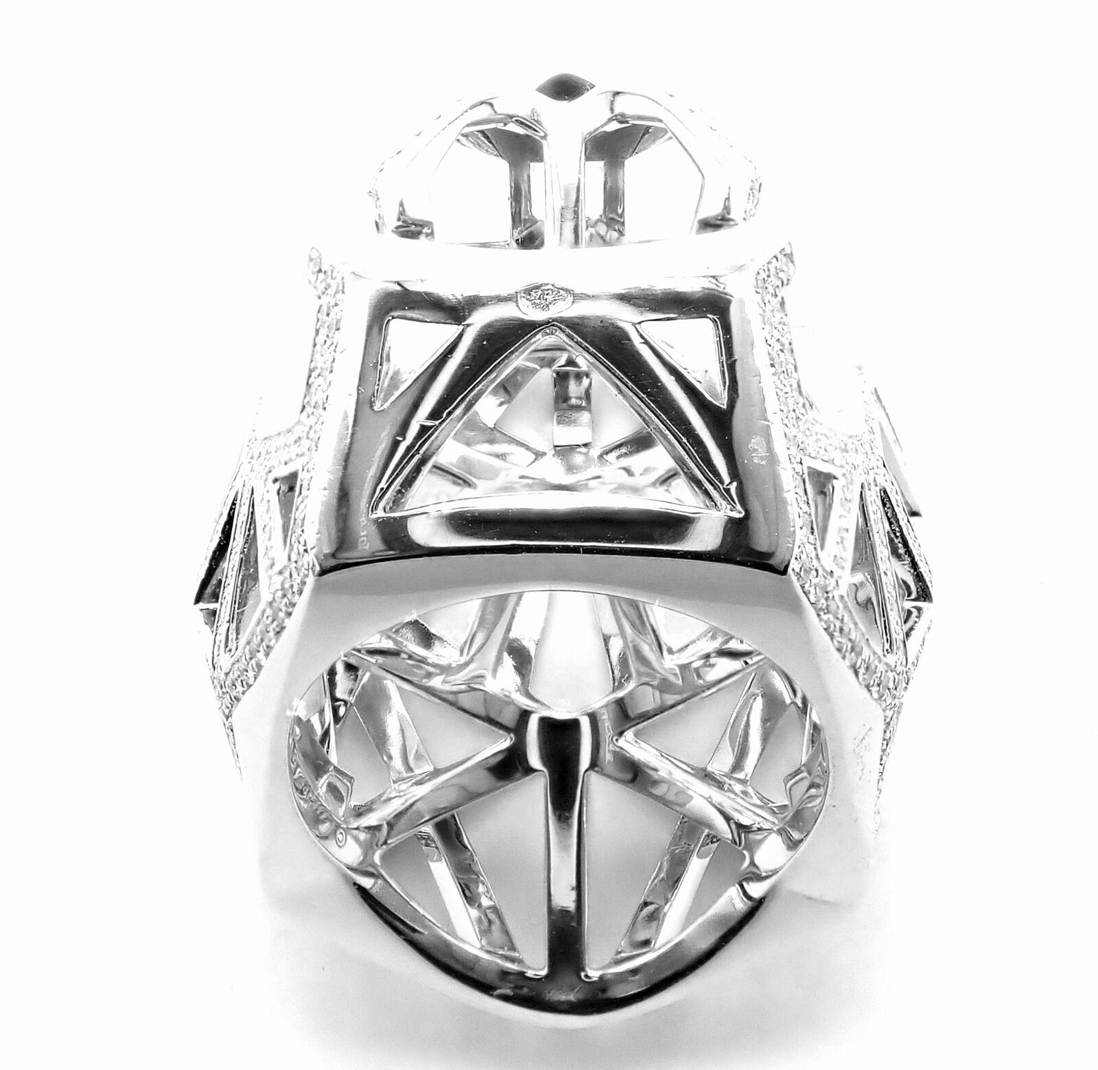 Cartier Panther Panthere Emerald Diamond Onyx Paved Large White Gold Ring 8
