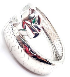 Cartier Panther Panthere Emerald Onyx Bangle Bracelet Quartz Wristwatch