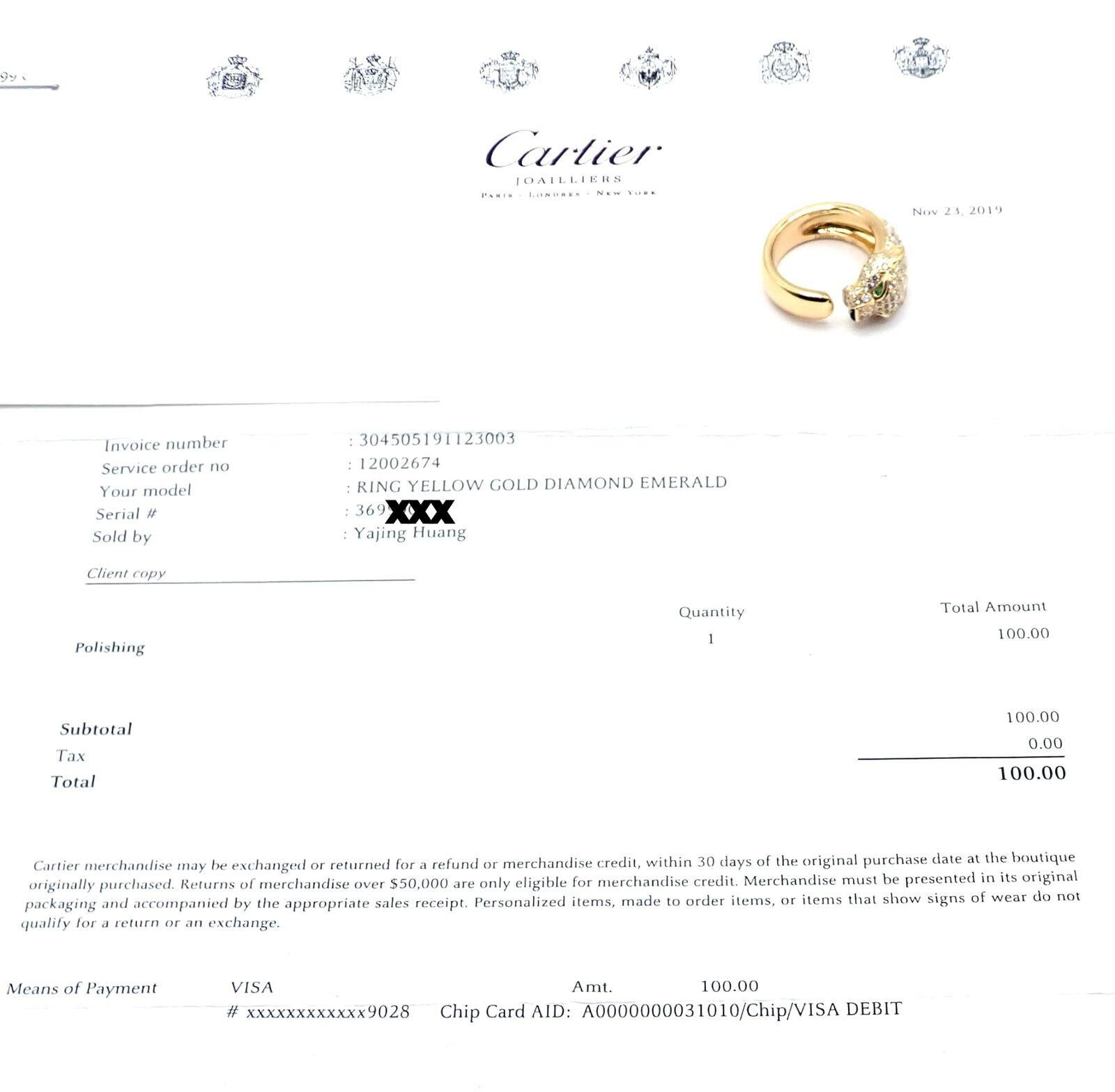Cartier Goldring, Panther Panthere Smaragd Onyx Diamant im Angebot 4